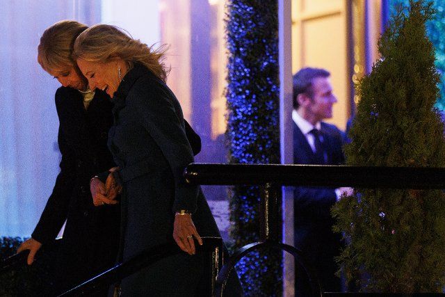 First Lady Dr.Jill Biden and Brigitte Macron, wife of French President Emmanuel Macron, depart after dining at the restaurant Fiola Mare, in Washington, DC on Wednesday, November 30, 2022. Biden will welcome French President Macron for the first White House state dinner in more than three years on Thursday, setting aside recent tensions with Paris over defense and trade issues to celebrate the oldest US alliance. Photo by Ting Shen