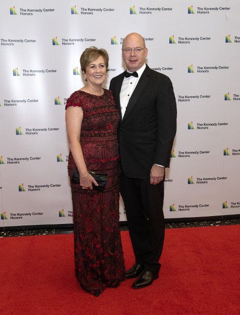 Deborah Rutter, President of the John F. Kennedy Center for the Performing Arts and her husband, Peter Ellefson, arrive for the formal Artist\
