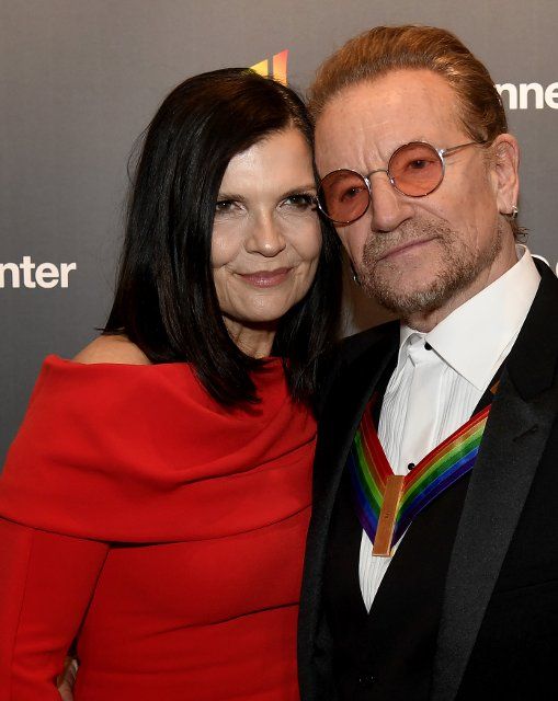 2022 Kennedy Center Honoree Bono of the Irish rock band U2 (R) and wife Ali Hewson arrive for a gala evening in Washington, DC on Sunday, December 4, 2022. The Honors are awarded for a lifetime achievement in the arts and culture. Photo by Mike Theiler