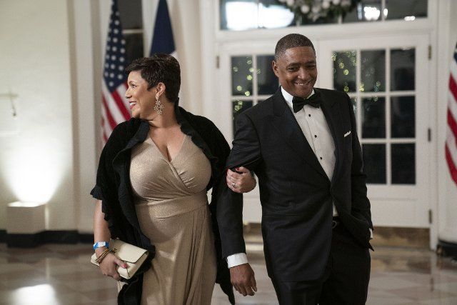 CAPTION CORRECTION -- Cedric Richmond and Raquel Greenup Richmond arrive to attend a State Dinner in honor of President Emmanuel Macron and Brigitte Macron of France hosted by United States President Joe Biden and first lady Dr. Jill Biden at the White House in Washington, DC on Thursday, December 1, 2022. Photo by Sarah Silbiger\/UPI (CAPTION CORRECTION