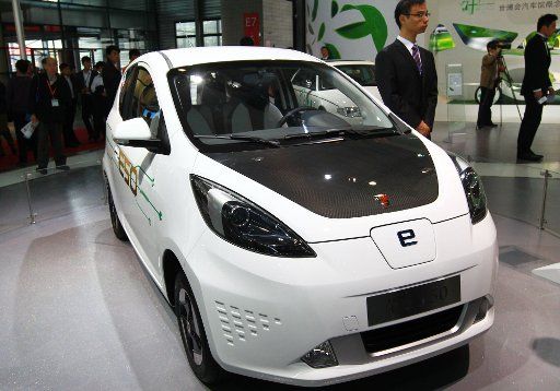 (111101) -- SHANGHAI Nov. 1 2011 (Xinhua) -- Photo taken on Nov. 1 2011 shows the Roewe E50 electric car at the International Industry Fair 2011 in Shanghai east China. The International Industry Fair 2011 kicked off in Shanghai Tuesday ...