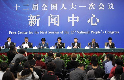 (130309) -- BEIJING, March 9, 2013 (Xinhua) -- A news conference on the work of the National People\