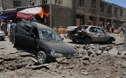 (130703) -- GHAZNI, July 3, 2013 (Xinhua) -- The blast site is seen in Ghazni province, eastern Afghanistan, on July 3, 2013. Six people sustained injuries as a bomb went off in southern Ghazni province on Wednesday, police said. (Xinhua\/Rahmat)