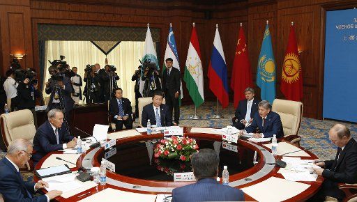 (130913) -- BISHKEK, Sept. 13, 2013 (Xinhua) -- The 13th Shanghai Cooperation Organization (SCO) summit is held in Bishkek, Kyrgyzstan, Sept. 13, 2013. (Xinhua\/Ju Peng) (mp)