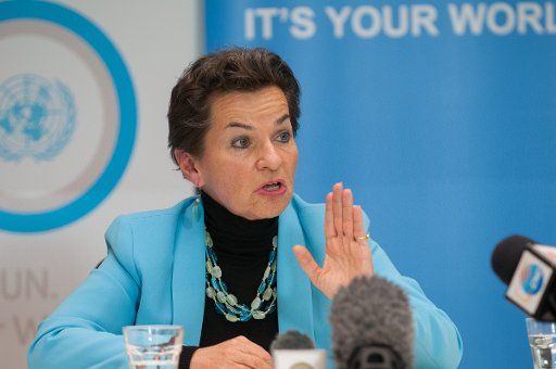 (150507) -- CANBERRA, May 7, 2015 (Xinhua) -- Christiana Figueres, executive secretary of United Nations Framework Convention on Climate Change, hails China\