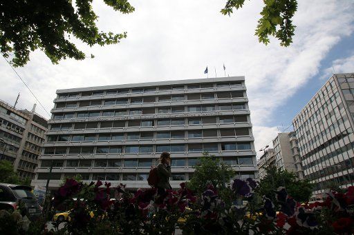 (150512) -- ATHENS, May 12, 2015 (Xinhua) -- Picture taken on May 12, 2015 shows the Greek Finance Ministry building in central Athens. Greece repaid a 750-million-euro debt installment to the International Monetary Fund (IMF) on Tuesday, the Greek ...