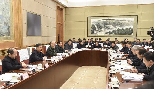 (151212) -- BEIJING, Dec. 12, 2015 (Xinhua) -- Chinese Vice Premier Wang Yang, who is also head of the Leading Group for Poverty Alleviation and Development under the State Council, attends the 8th plenary session of the leading group in Beijing, ...