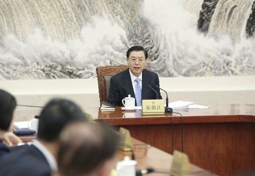 (160415) -- BEIJING, April 15, 2016 (Xinhua) -- Zhang Dejiang, chairman of the Standing Committee of China\
