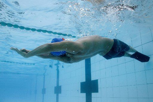 (160827) -- PASIG CITY, Aug. 27, 2016 (Xinhua) -- Philippine swimmer Ernie Gawilan attends a training session in preparation for the Rio Paralympic Games in Pasig City, the Philippines, Aug. 27, 2016. Ernie Gawilan, who has won many medals in ...