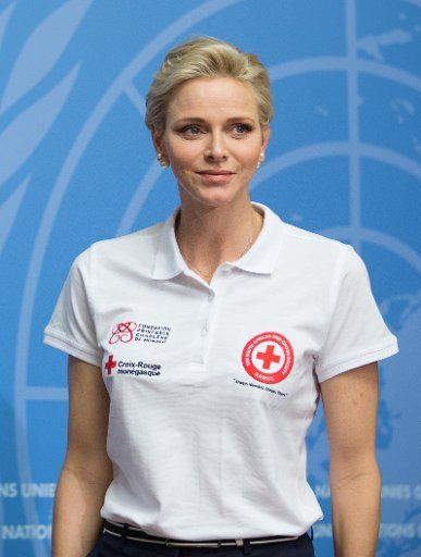 (160909) -- GENEVA, Sept. 9, 2016 (Xinhua) -- Princess Charlene of Monaco, goodwill ambassador of International Federation of Red Cross and Red Crescent Societies (IFRC), attends the launch of "World First Aid Day 2016" held at the United Nations ...