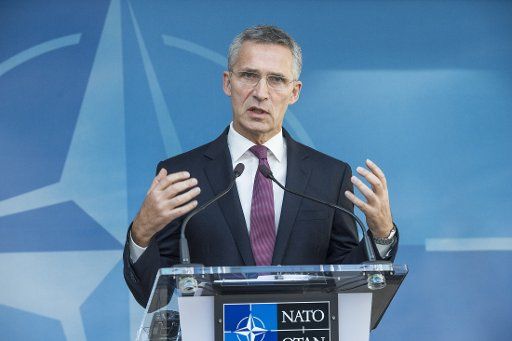 (161026) -- BRUSSELS, Oct. 26, 2016 (Xinhua) -- NATO Secretary General Jens Stoltenberg speaks at a press conference of NATO defence ministers in Brussels, Belgium on Oct. 26, 2016. NATO allies on Wednesday confirmed contributions to the ...