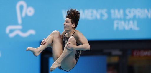 (170716) -- BUDAPEST, July 16, 2017 (Xinhua) -- Maddison Keeney of Australia competes in the women 1m springboard final of Diving at the 17th FINA World Championships at Duna Arena in Budapest, Hungary, on July 15, 2017. Maddison Keeney claimed the ...