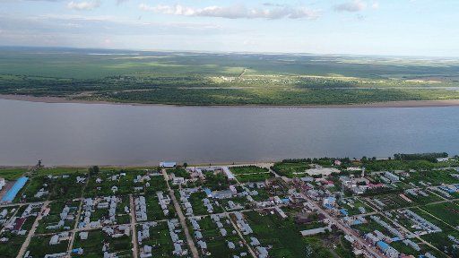 (170810) -- HEIHE, Aug. 10, 2017 (Xinhua) -- Photo taken on Aug. 9, 2017 shows a view of Aihui Town in the Aihui District of Heihe City, northeast China\