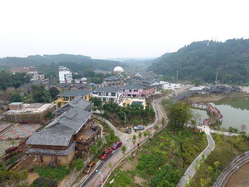 (180104) -- NANNING, Jan. 4, 2018 (Xinhua) -- Photo taken on Jan. 4, 2018 shows the new look of Guyuepo village of Nanyang Township in Qingxiu District of Nanning, capital of south China\