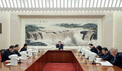 (180117) -- BEIJING, Jan. 17, 2018 (Xinhua) -- Zhang Dejiang, chairman of the National People\