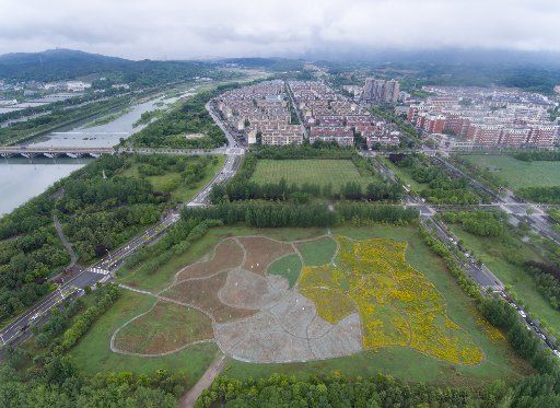 (180511) -- BEICHUAN, May 11, 2018 (Xinhua) -- Aerial photo taken by drone shows the new Beichuan County, southwest China\