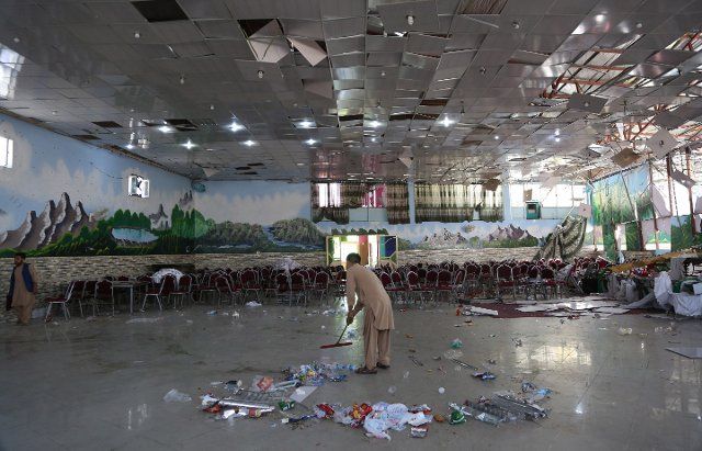 (190818) -- KABUL, Aug. 18, 2019 (Xinhua) -- Photo taken on Aug. 18, 2019 shows a blast site inside Shahr-e-Dubai wedding hall in Kabul, capital of Afghanistan. At least 63 people were killed and over 180 others wounded in Saturday night\