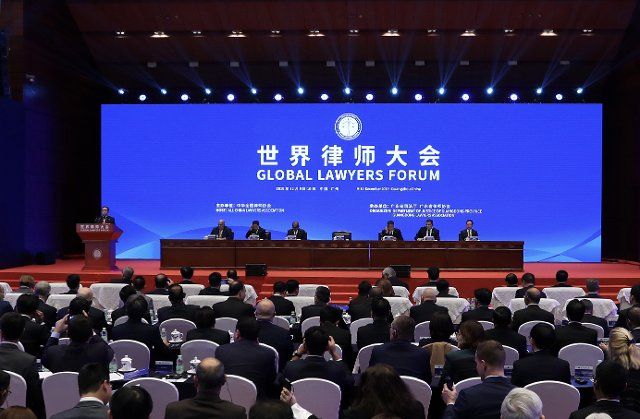 (191209) -- GUANGZHOU, Dec. 9, 2019 (Xinhua) -- Photo taken on Dec. 9, 2019 shows the opening ceremony of the Global Lawyers Forum in Guangzhou, the capital city of southern China\