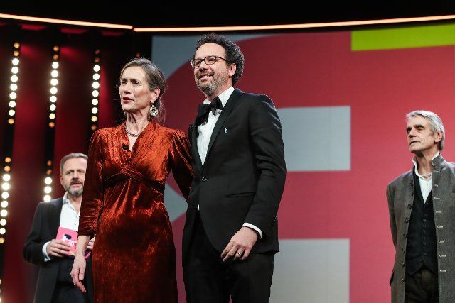 (200221) -- BERLIN, Feb. 21, 2020 (Xinhua) -- Berlinale Executive Director Mariette Rissenbeek (2nd L) and Berlinale Artistic Director Carlo Chatrian (2nd R) announce the opening of the 70th Berlin International Film Festival in Berlin, capital of Germany, Feb. 20, 2020. The 70th Berlin International Film Festival, or as it\