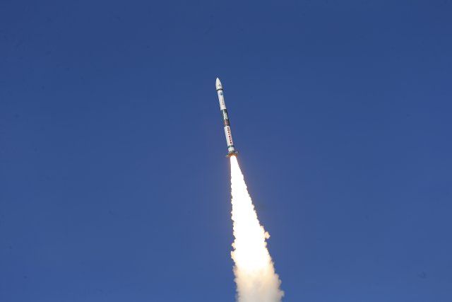 (200512) -- JIUQUAN, May 12, 2020 (Xinhua) -- Two satellites, Xingyun-2 01 and 02, are launched by a Kuaizhou-1A (KZ-1A) carrier rocket from the Jiuquan Satellite Launch Center in northwest China, May 12, 2020. China on Tuesday sent two satellites into orbit to test the space-based Internet of Things (IoT) communications technology. The satellites were launched here at 9:16 a.m. (Beijing Time) from the Jiuquan Satellite Launch Center. They have successfully entered their planned orbit. (Photo by Shan Biao\/Xinhua