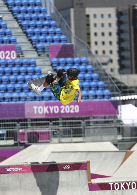 (210805) -- TOKYO, Aug. 5, 2021 (Xinhua) -- Keegan Palmer of Australia competes during the men\