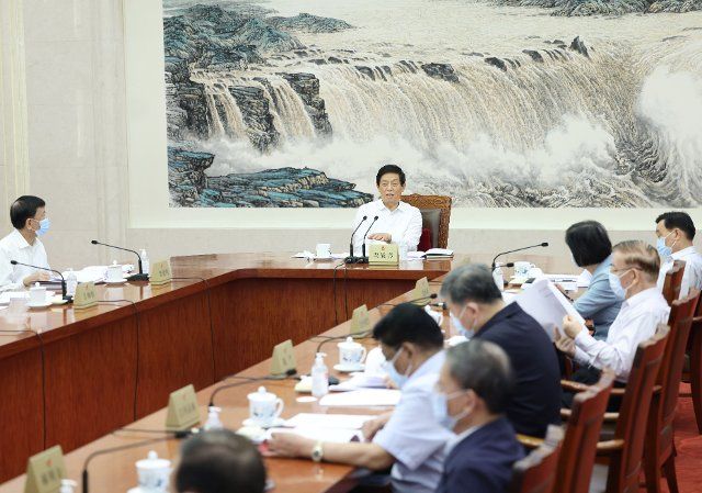 (210915) -- BEIJING, Sept. 15, 2021 (Xinhua) -- Li Zhanshu, chairman of the National People\
