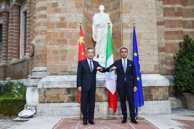 (211030) -- ROME, Oct. 30, 2021 (Xinhua) -- Chinese State Councilor and Foreign Minister Wang Yi (L) meets with Italian Foreign Minister Luigi Di Maio in Rome, Italy, Oct. 29, 2021. (Xinhua\/Zhang Cheng