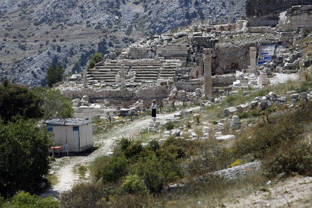 (220626) -- ANKARA, June 26, 2022 (Xinhua) -- A visitor walks in the ancient city of Sagalassos, near the town of Aglasun in Burdur province, Turkey, June 25, 2022. (Photo by Mustafa Kaya\/Xinhua