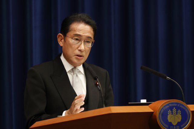 (220810) -- TOKYO, Aug. 10, 2022 (Xinhua) -- Japanese Prime Minister Fumio Kishida speaks during a press conference at the prime minister\