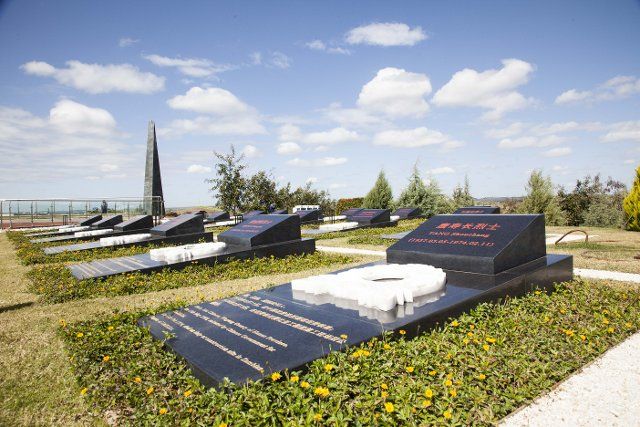 (220810) -- CHONGWE (ZAMBIA), Aug. 10, 2022 (Xinhua) -- File photo taken on June 2, 2022 shows the graves of Chinese engineers and workers in the TAZARA Memorial Park in Chongwe, Lusaka Province, Zambia. Zambia on Aug. 10 commissioned a memorial park built in honor of Chinese nationals who died during the construction of the Tanzania Zambia Railway Authority (TAZARA) railway line in the 1970s. (Xinhua\/Martin Mbangweta