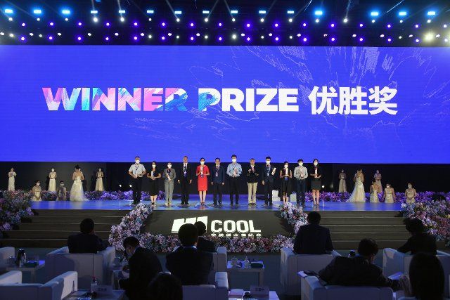 (220826) -- BEIJING, Aug. 26, 2022 (Xinhua) -- Photo taken on Aug. 26, 2022 shows the HICOOL 2022 Global Entrepreneur Summit Opening Ceremony and Global Entrepreneurship Competition Awards Ceremony at the new venue of China International Exhibition Center in Beijing, capital of China. The HICOOL 2022 Global Entrepreneur Summit opened here on Friday. (Xinhua\/Ren Chao