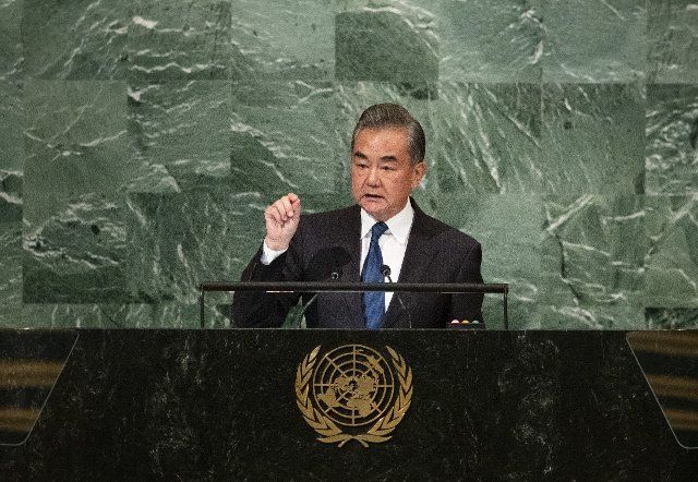 (220925) -- UNITED NATIONS, Sept. 25, 2022 (Xinhua) -- Chinese State Councilor and Foreign Minister Wang Yi delivers a speech at the general debate of the 77th session of the United Nations (UN) General Assembly at the UN headquarters in New York, on Sept. 24, 2022. (Xinhua\/Wang Ying