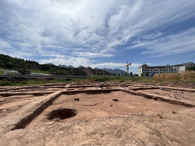 (220930) -- SANGZHI, Sept. 30, 2022 (Xinhua) -- Photo taken on Sept. 7, 2022 shows the Guantian relics site in Sangzhi County, central China\