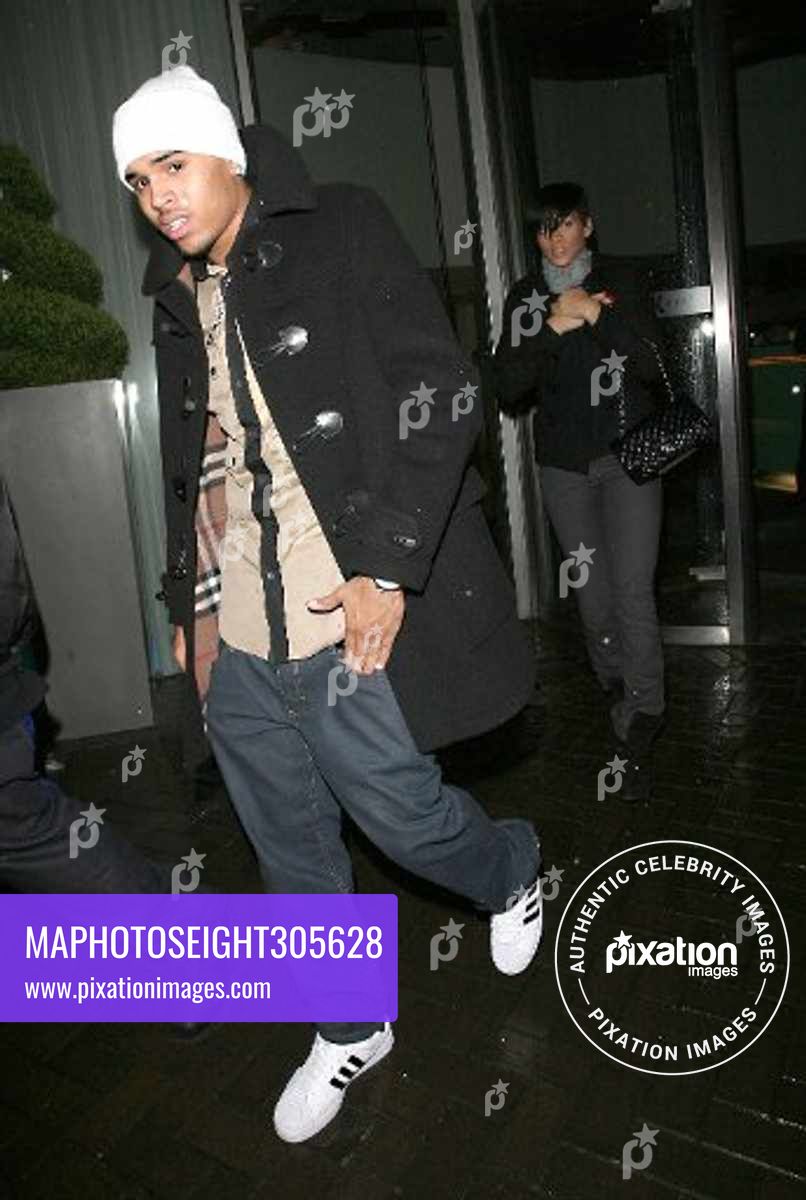 Rihanna and her boyfriend Chris Brown, pictured together for the first time, leaving the K West Hotel in Shepherd's Bush for an evening at Maya nightclub
