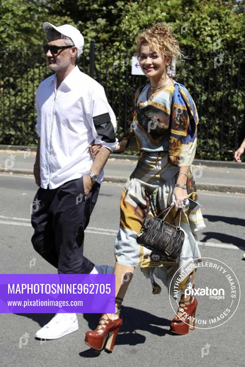 Various celebrities arriving for Wimbledon final day - Rita Ora and Taika Waititi