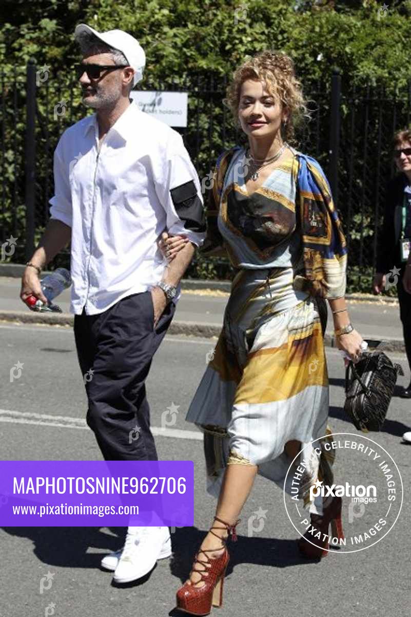 Various celebrities arriving for Wimbledon final day - Rita Ora and Taika Waititi