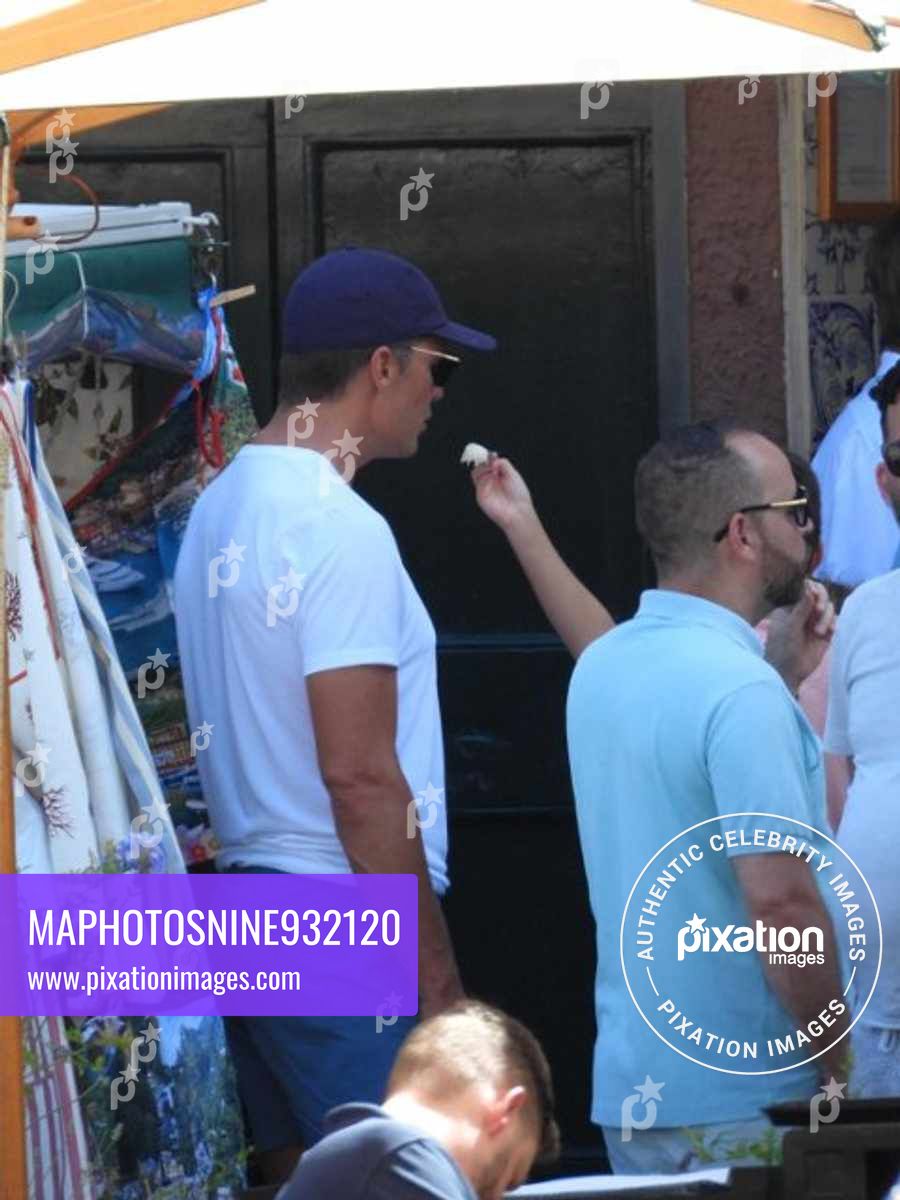 Gisele Bundchen and Tom Brady seen doing some shopping and getting an ice-cream in Portofino with their children Benjamin Rein and John Edward Thomas Moynahan