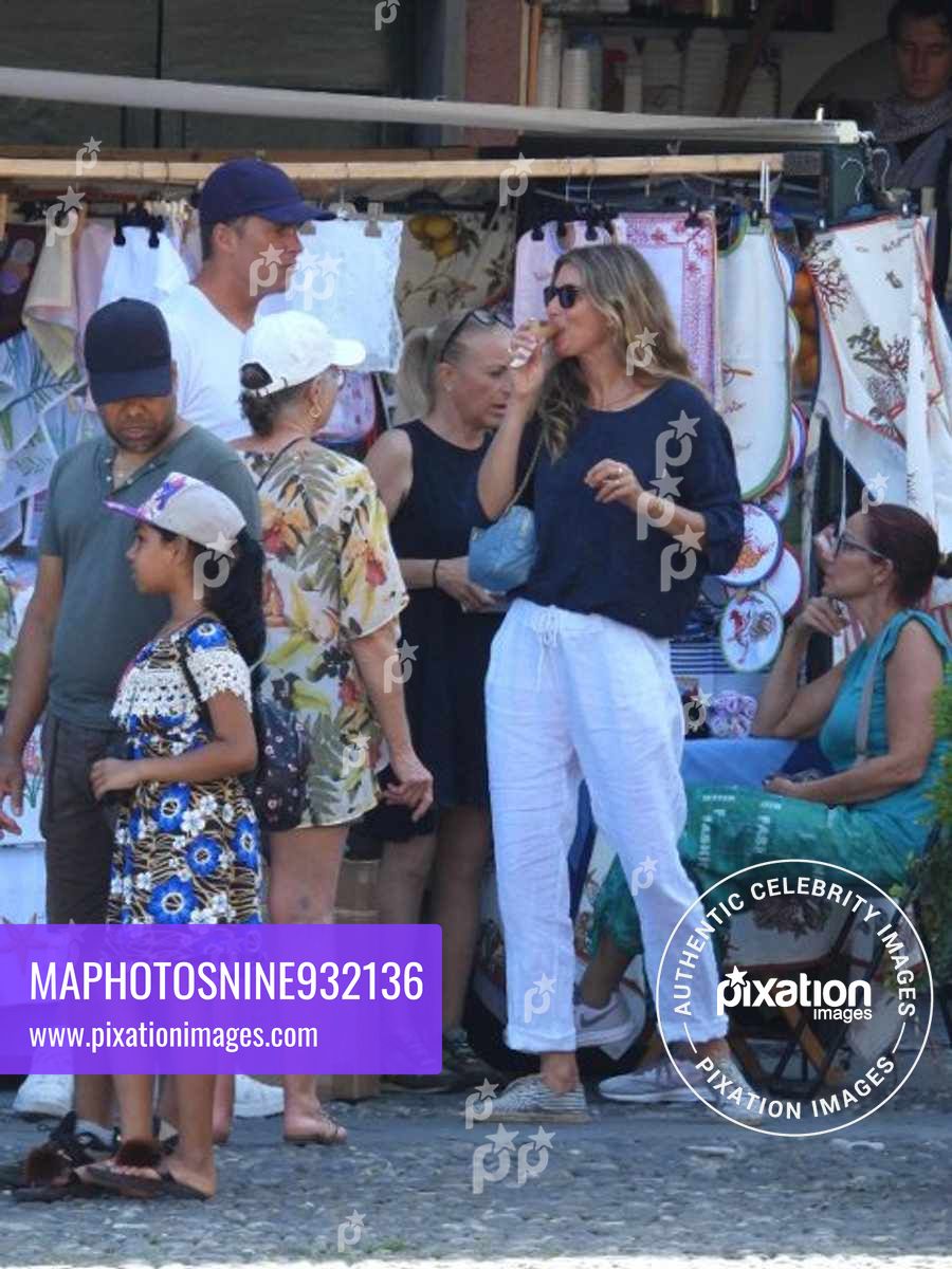 Gisele Bundchen and Tom Brady seen doing some shopping and getting an ice-cream in Portofino with kids