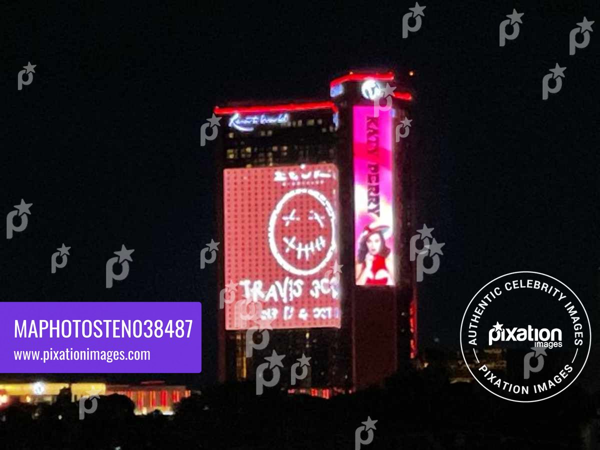 Travis Scott has new Vegas residency on giant screen at Resorts World unveiled in Las Vegas - Travis Scott billboard