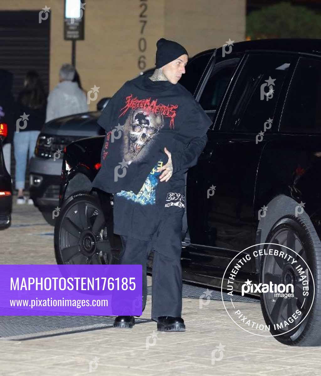Kourtney Kardashian and Travis Barker are seen arriving at Nobu Malibu