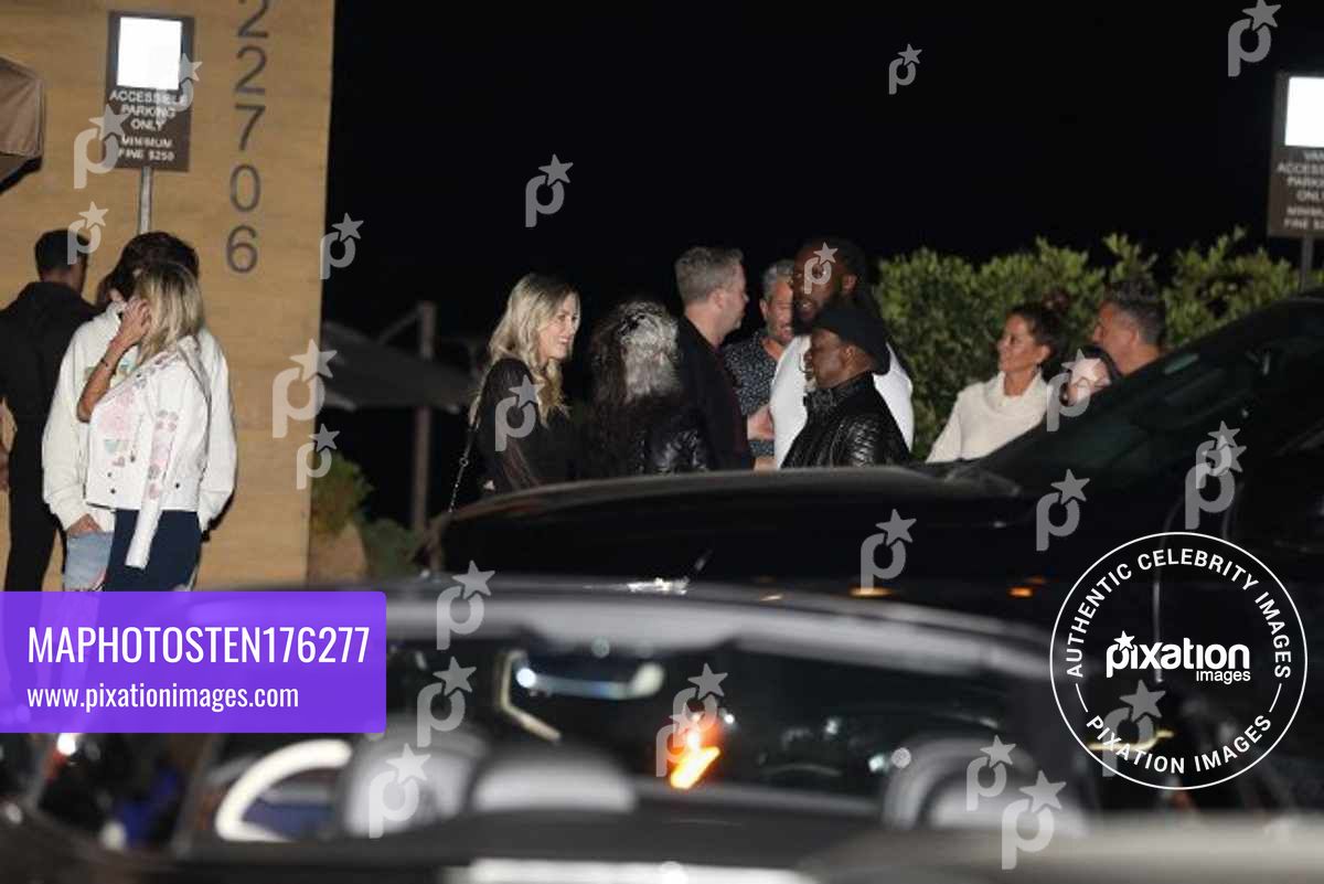 Kourtney Kardashian and Travis Barker are seen leaving Nobu Malibu
