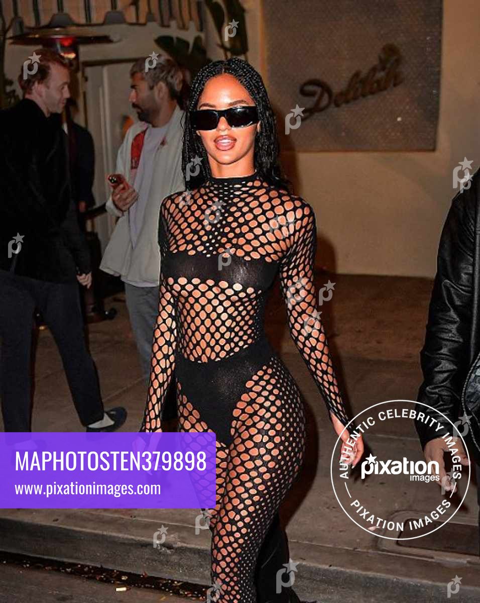 Kanye West's new girlfriend Juliana Nalu shows off her incredible figure and perky bottom in skintight see-through co-ord as she parties the night away in West Hollywood, CA.