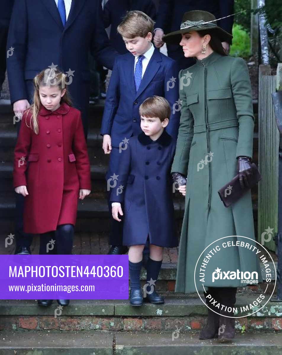 The Royal Family attend Church at Christmas - Princess Charlotte, Prince George, Prince Louis, Catherine, Princess of Wales and K