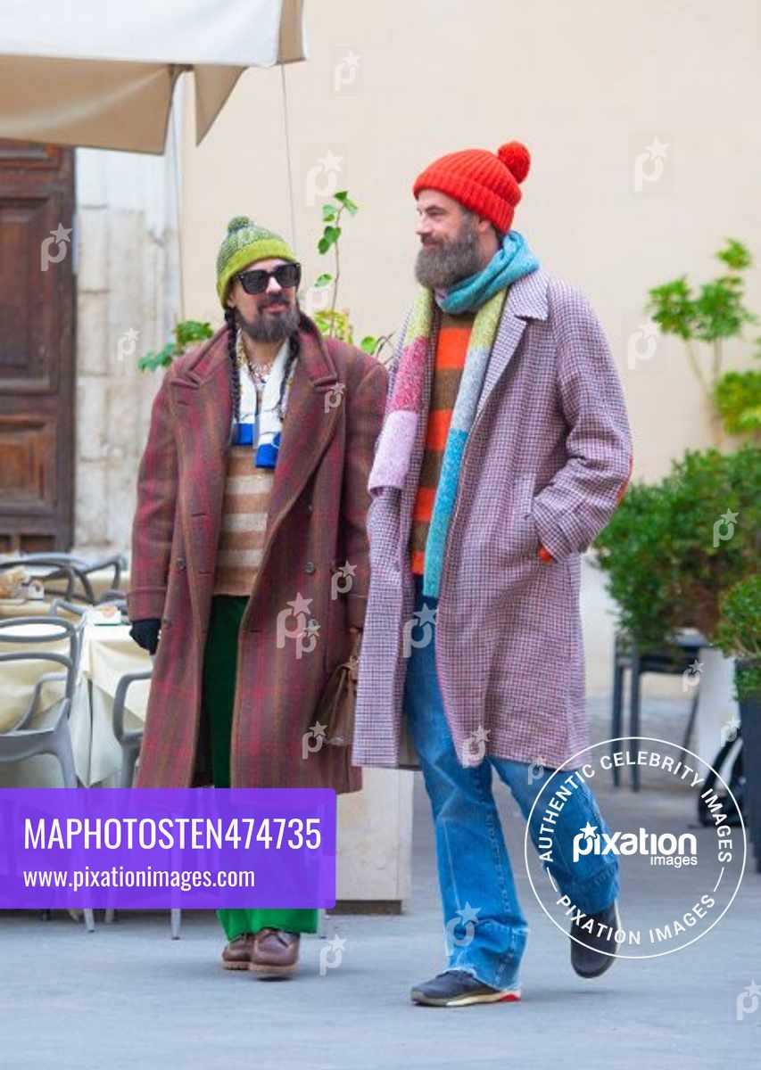 Italian Fashion designer Alessandro Michele (Gucci) spotted getting a drink with boyfriend Giovanni Attili in Rome