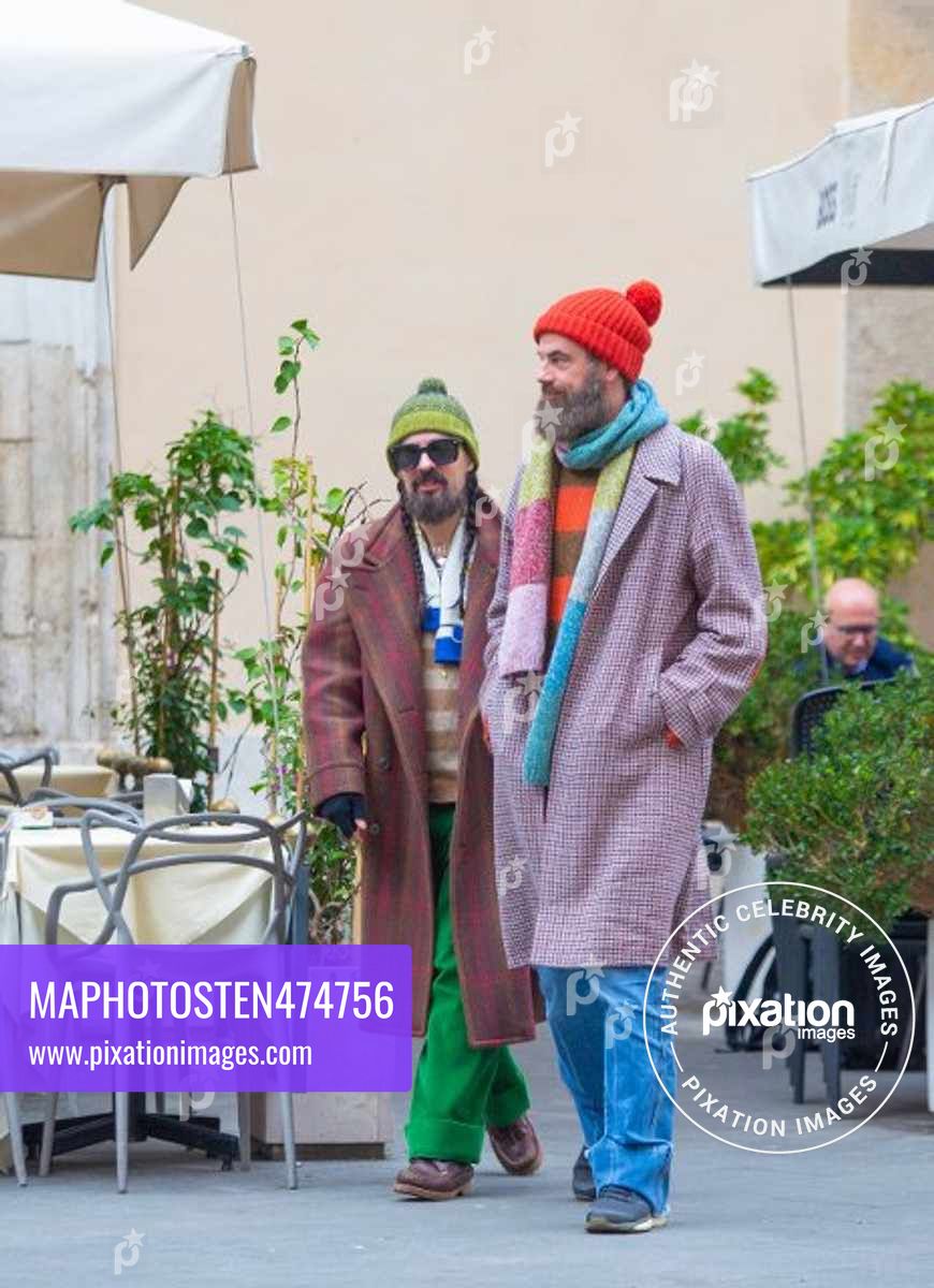 Italian Fashion designer Alessandro Michele (Gucci) spotted getting a drink with boyfriend Giovanni Attili in Rome