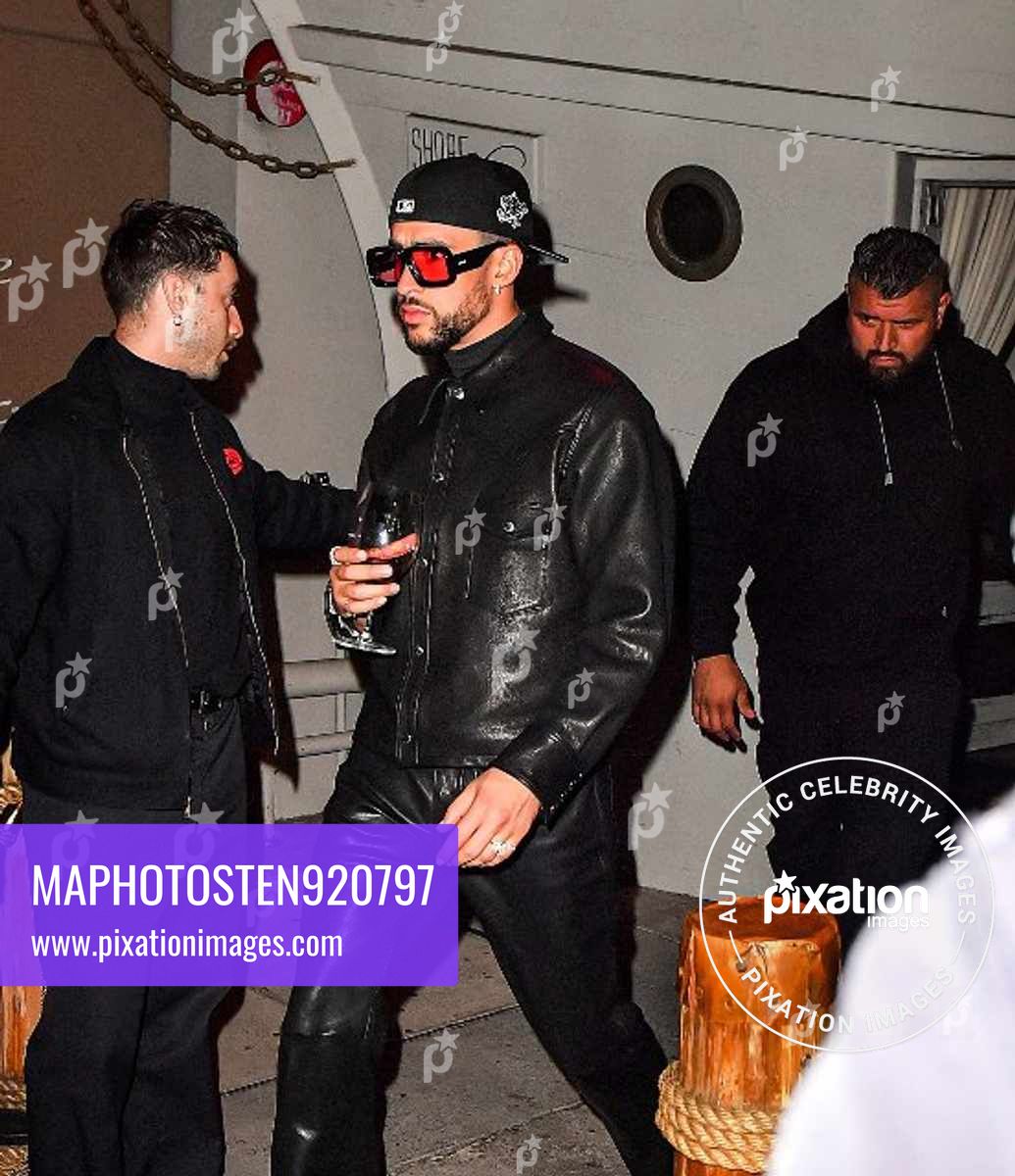 Kendall Jenner & Bad Bunny Wear Matching Leather Outfits During A Dinner Date In Santa Monica, CA.